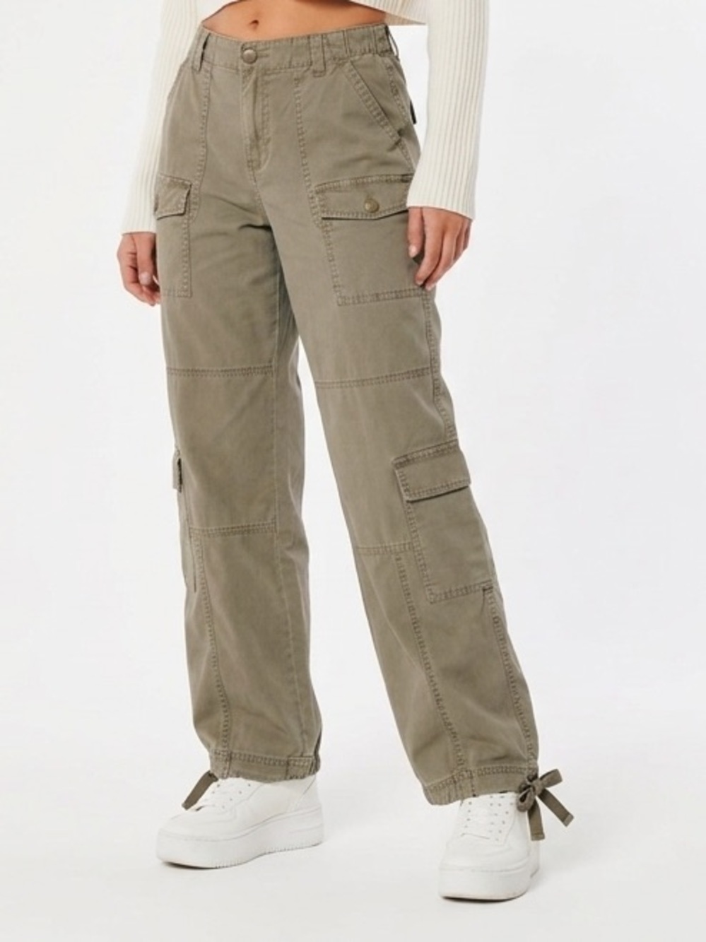 Altar’d State Green Cargo Pants Size 28 Cotton Stretch Utility Straight Leg
